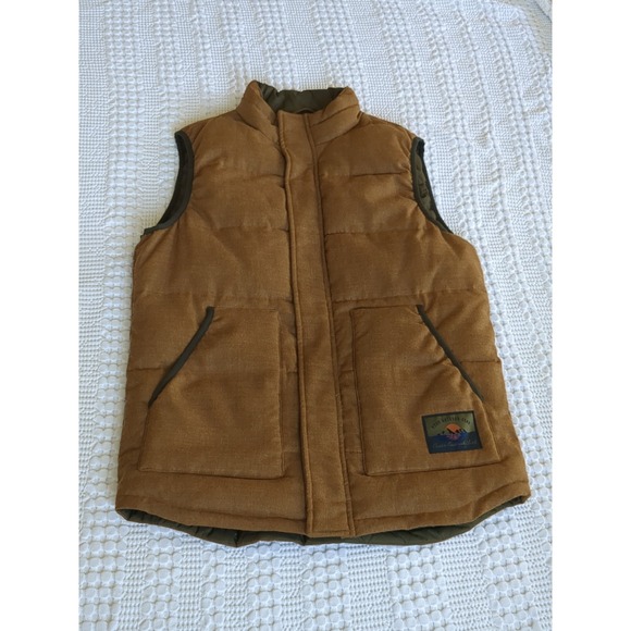 Scotch & Soda Other - Scotch And Soda Wool Puffer Vest Full Zip Brown Sz Medium Mock Neck